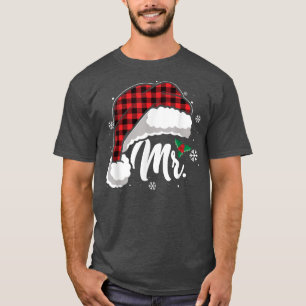 Camiseta Mrs And Mr Santa Hat Buffalo Plaid Christmas Coupl