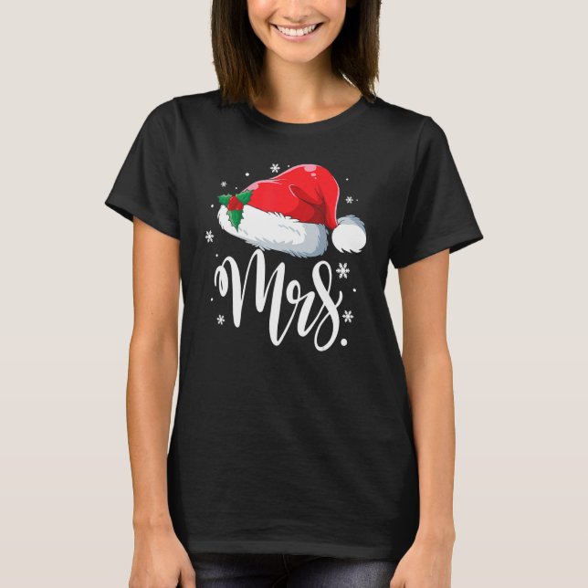 Camiseta Mrs Claus Santa Christmas Matching Couple Pajamas  (Anverso)