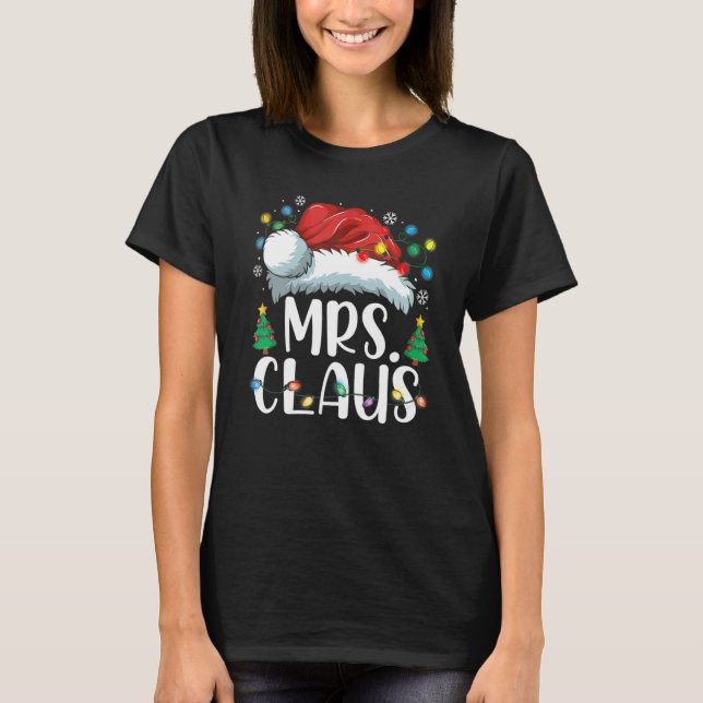 Camiseta Mrs Claus Santa Hat Christmas Matching Couples Paj (Anverso)