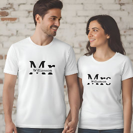 Camiseta Mrs | Misses Family Name Custom Couples Womens