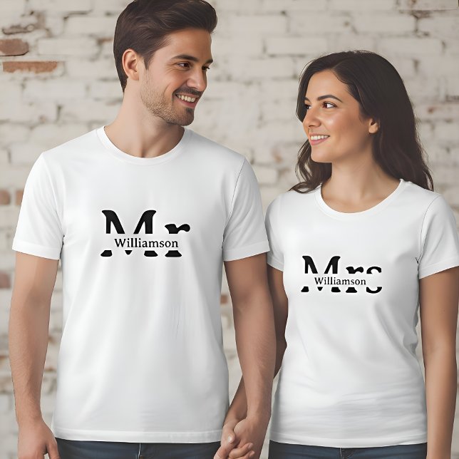 Camiseta Mrs | Misses Family Name Custom Couples Womens (Subido por el creador)