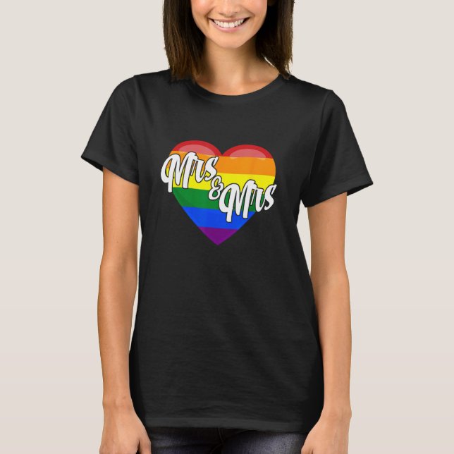 Camiseta Mrs & Mrs Lesbian Gay LGBTQ Pride Month Support Gr (Anverso)