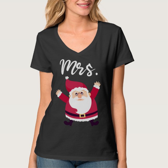 Camiseta Mrs Reindeer Outfit Womens Christmas Matching Coup (Anverso)