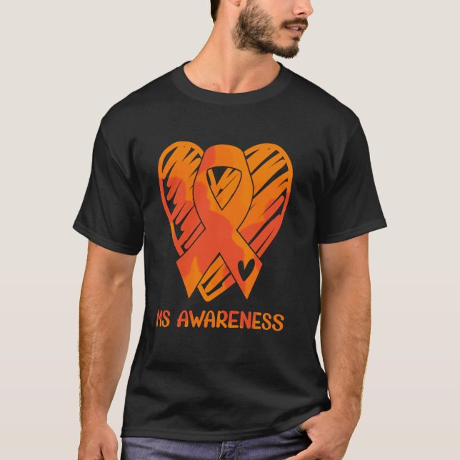 Camiseta MS Awareness Naranja Ribbon Hearbol Symbol Ribbon  (Anverso)