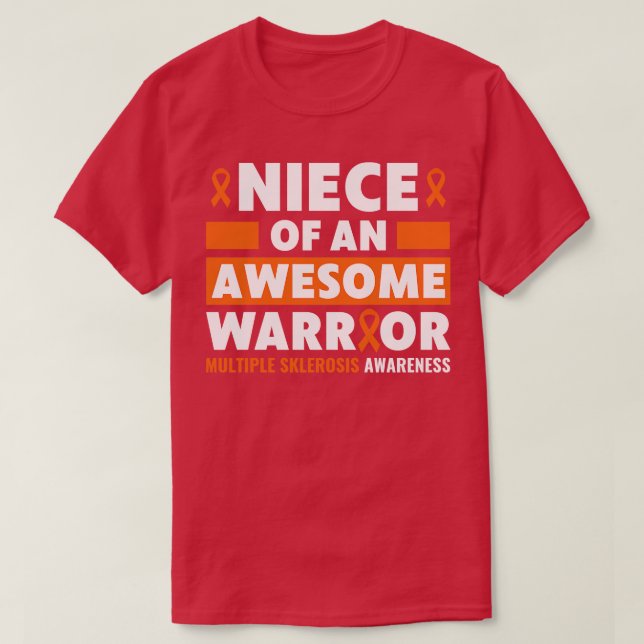 Camiseta MS Esclerosis Múltiple Conciencia Niña de un guerr (Diseño del anverso)
