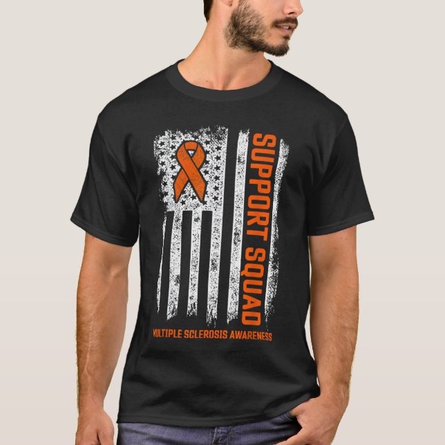 Camiseta MS Flag Orange Support Squad Multiple Sclerosis Aw (Anverso)