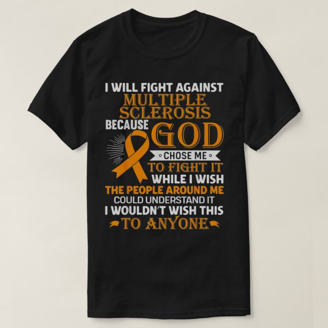 Camiseta MS Multiple Sclerosis Awareness Orange Ribbon Men  (Diseño del anverso)