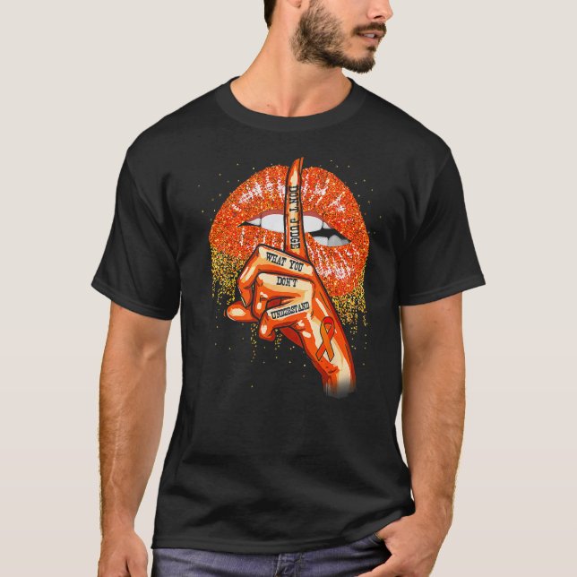 Camiseta Ms Naranja Lips Ribbon Awarenes De Esclerosis Múlt (Anverso)