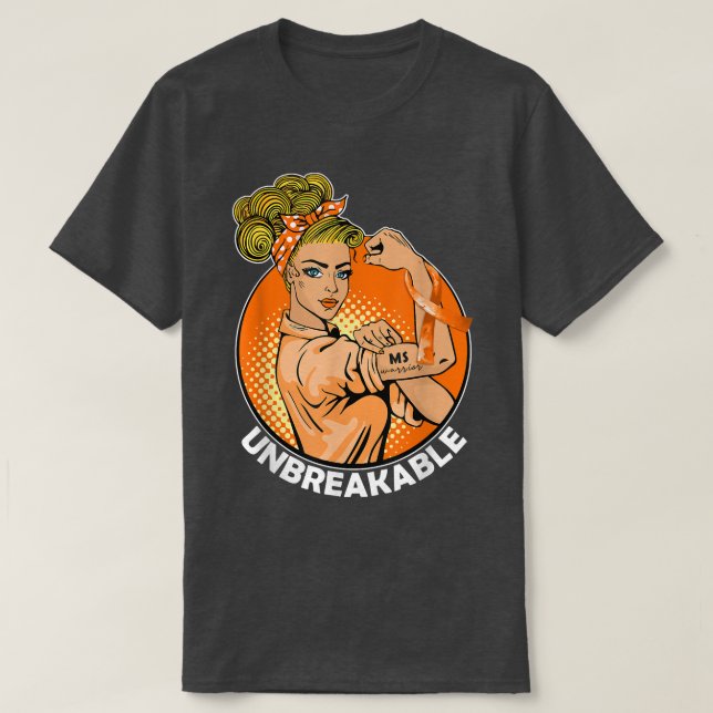 Camiseta MS Warrior Unbreakable Multiple Sclerosis Awarenes (Diseño del anverso)