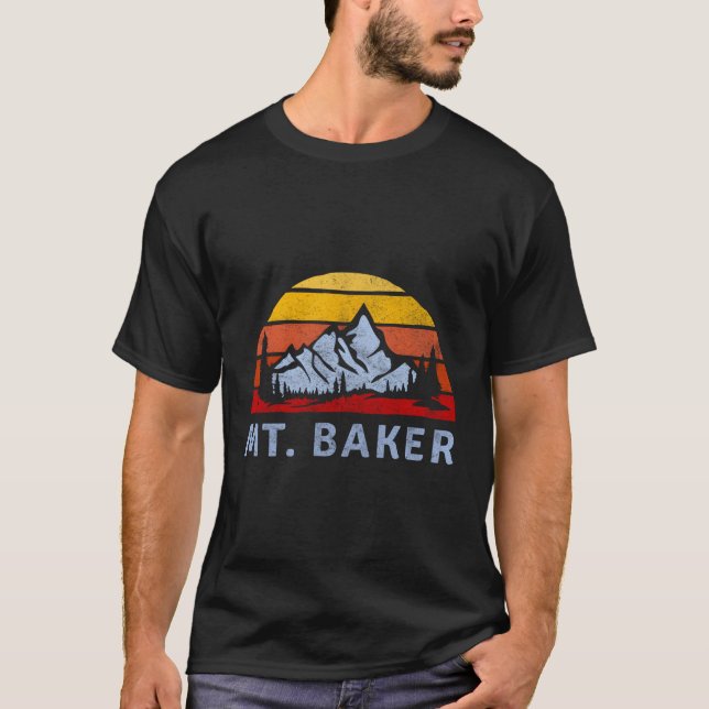 Camiseta Mt Baker Retro Mountain Sunset Design (Anverso)