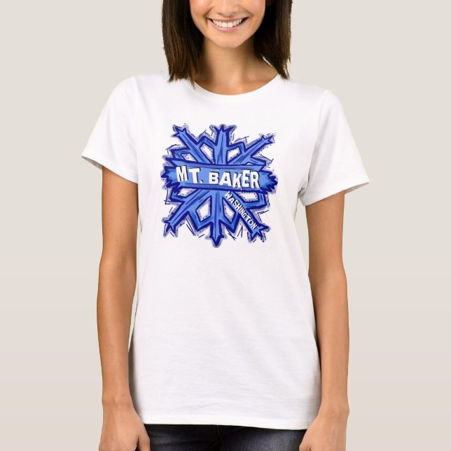 Camiseta Mt. Baker Washington damas snowflake tee (Anverso)