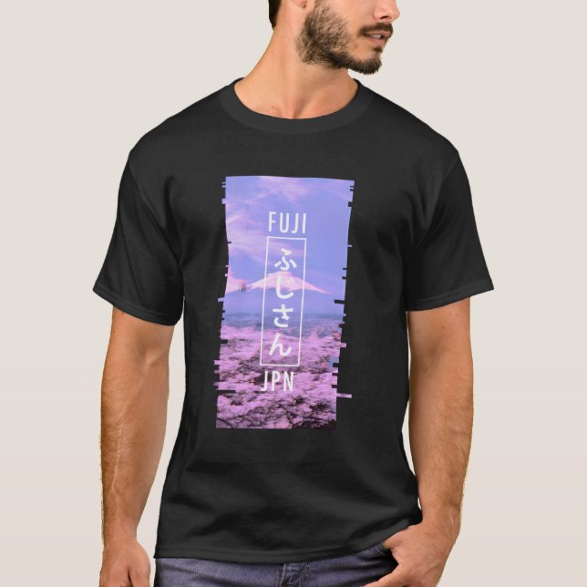 Camiseta Mt Fuji Japón Glitch Art Japonés Otaku Vaporwave (Anverso)
