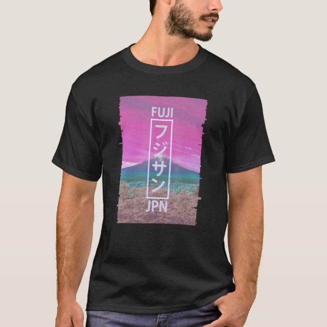 Camiseta Mt Fuji Japón Glitch japonés vaporwave estético (Anverso)