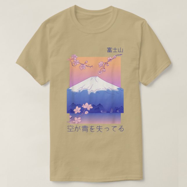 Camiseta Mt Fuji Japón Sakura Cherry Blossom Vaporwave A (Diseño del anverso)