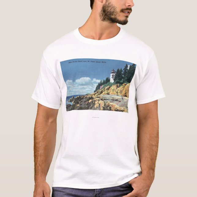 Camiseta Mt. Isla desierta, faro bajo de la cabeza del (Anverso)