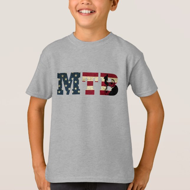 Camiseta Mtb Bandera Americana Vintage Patriótica Bicicleta (Anverso)