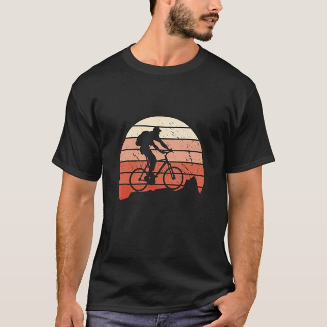 Camiseta Mtb Biker Retro Classic Sunset Mountain Bicicleta (Anverso)