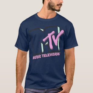 Camiseta MTV Music Television Retro Palabra Pila frontal y