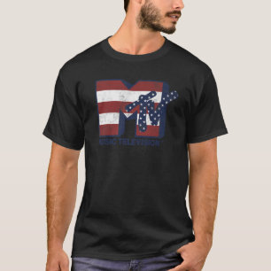 Camiseta MTV Red White Blue Bandera Estadounidense Estrella