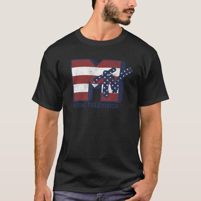 Camiseta MTV Red White Blue Bandera Estadounidense Estrella (Anverso)