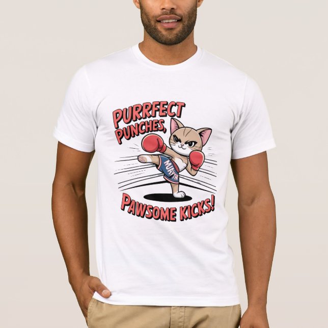 Camiseta Muay Thai Boxing Cute Anime Cat (Anverso)