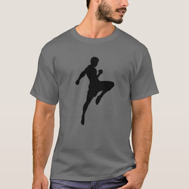 Camiseta Muay Thai Silhouette Boxing Gracioso Artes Marcial (Anverso)