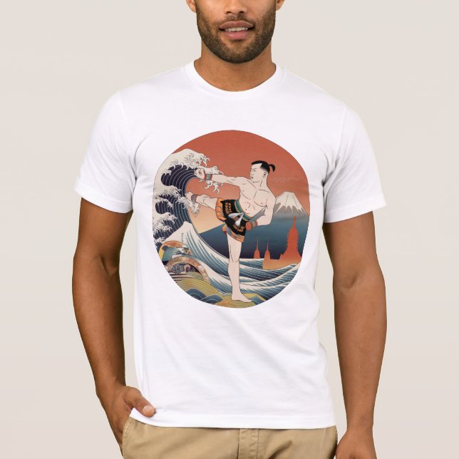 Camiseta Muay Thai Ukiyo-e Fighter T-Shirt | Arte japonés (Anverso)