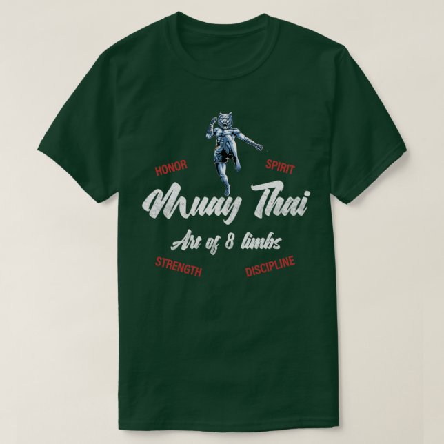 Camiseta Muay Thai volando rodilla Tigre boxeo tailandés y  (Diseño del anverso)