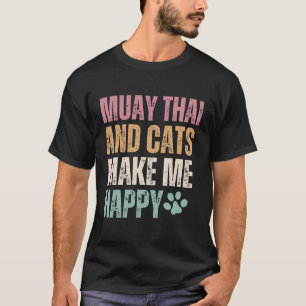 Camiseta Muay Thai Y Gatos Me Hacen Feliz Gracioso