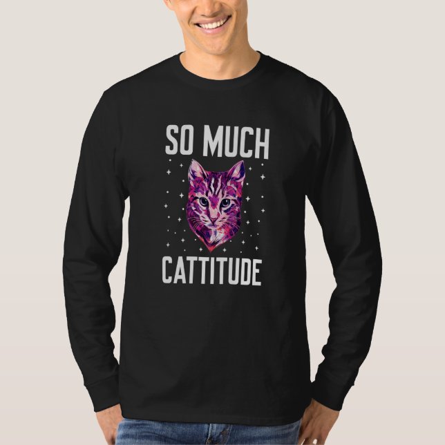 Camiseta Mucha Gato Cattitude Gato Mamá Humor Gato Papá Cow (Anverso)