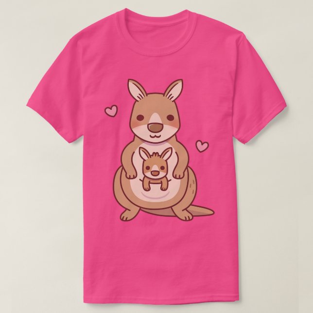 Camiseta Mucha Mami Kangaroo Y El Bebé Joey En Pouch (Diseño del anverso)