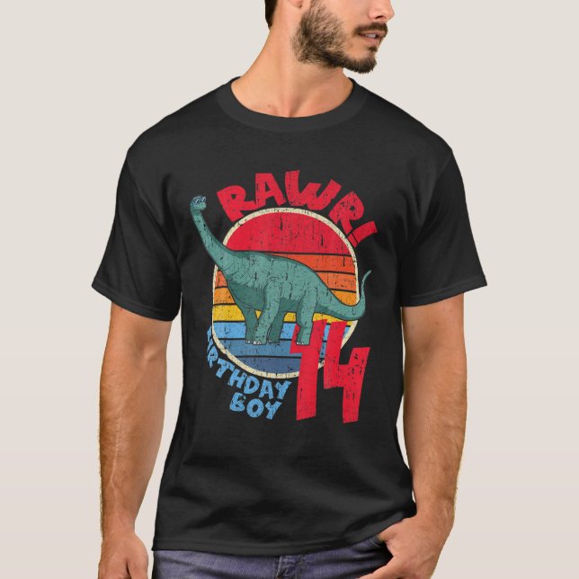 Camiseta ¡Muchacho 14º Cumpleaños Que Rawr! Brachiosaurus I (Anverso)
