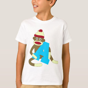 Camiseta Muchacho A del monograma del mono del calcetín