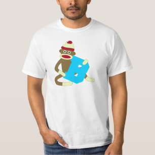 Camiseta Muchacho B del monograma del mono del calcetín