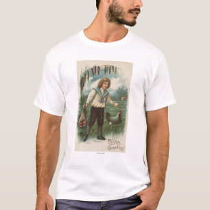 Camiseta Muchacho con la cesta del huevo de Pascua que