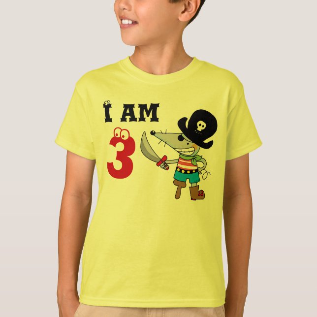 Camiseta muchacho del cumpleaños del pirata de 3 años (Anverso)
