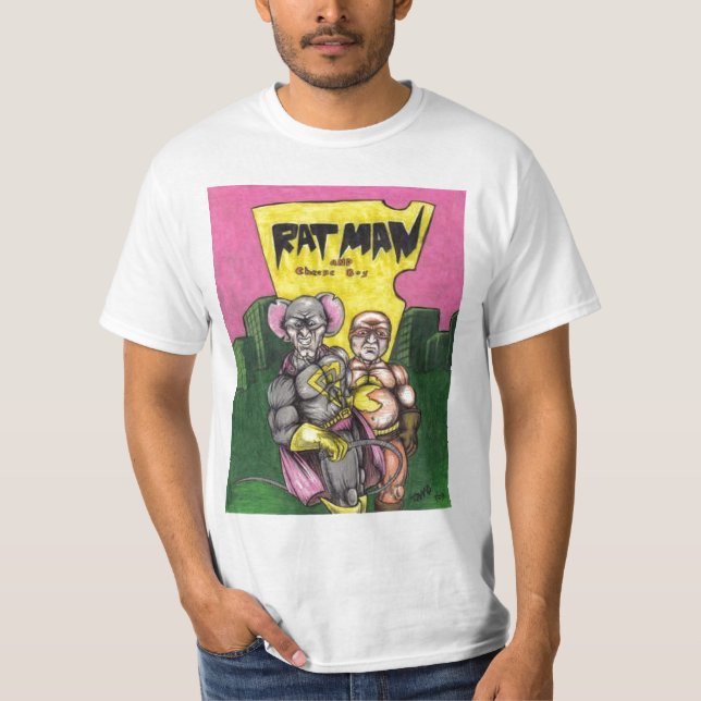 Camiseta muchacho del ratman y del queso (Anverso)