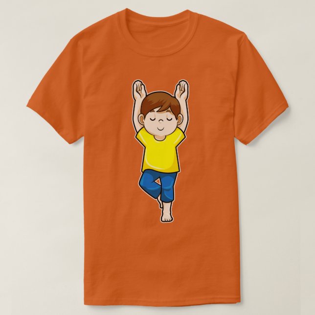 Camiseta Muchacho en ejercicios de Stretching de Yoga (Diseño del anverso)