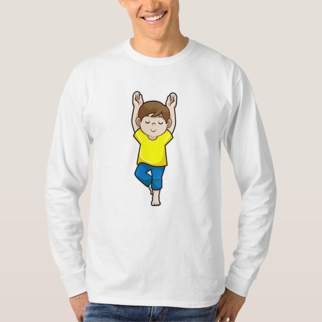 Camiseta Muchacho en ejercicios de Stretching de Yoga (Anverso)