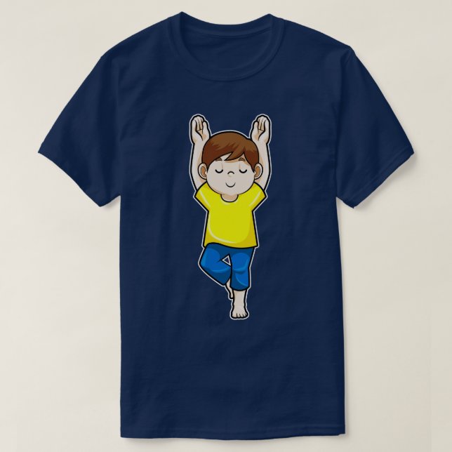 Camiseta Muchacho en ejercicios de Stretching de Yoga (Diseño del anverso)