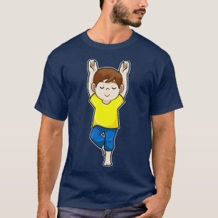 Camiseta Muchacho en ejercicios de Stretching de Yoga