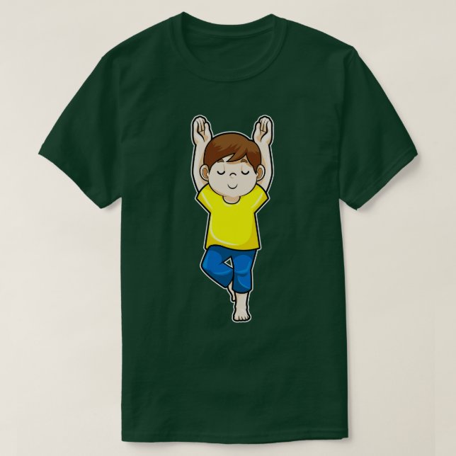 Camiseta Muchacho en ejercicios de Stretching de Yoga (Diseño del anverso)