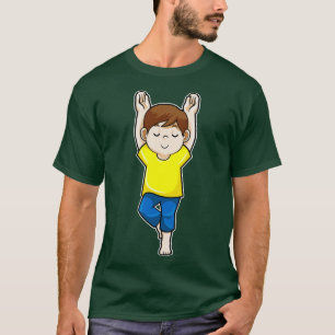 Camiseta Muchacho en ejercicios de Stretching de Yoga