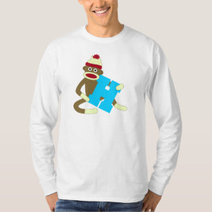 Camiseta Muchacho H del monograma del mono del calcetín