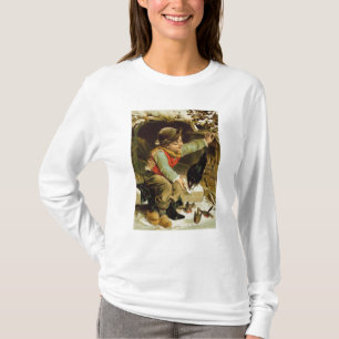 Camiseta Muchacho joven con los pájaros en la nieve