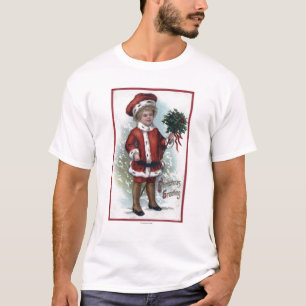 Camiseta Muchacho que sostiene un celemín de acebo