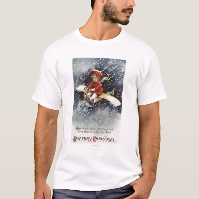Camiseta Muchacho que vuela el aeroplano de expediente (Anverso)