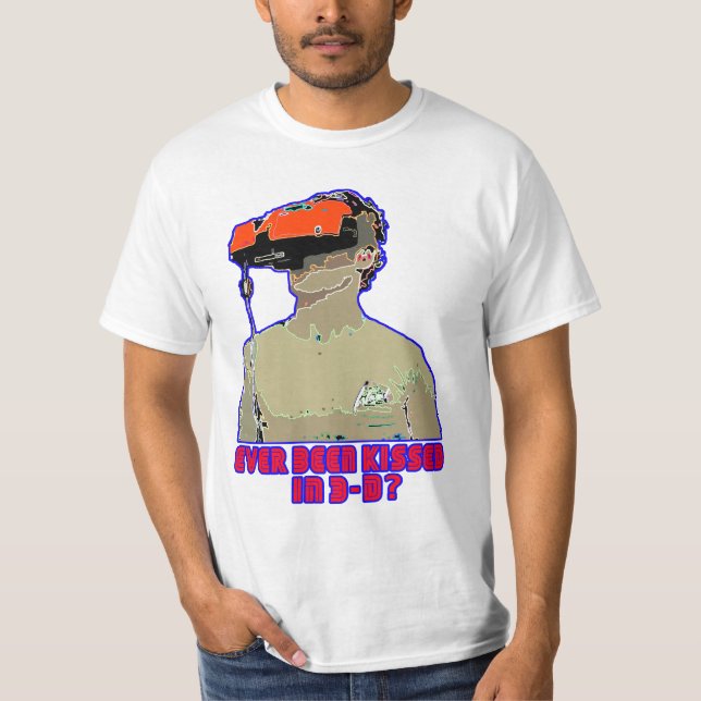 Camiseta muchacho virtual del beso 3D (Anverso)