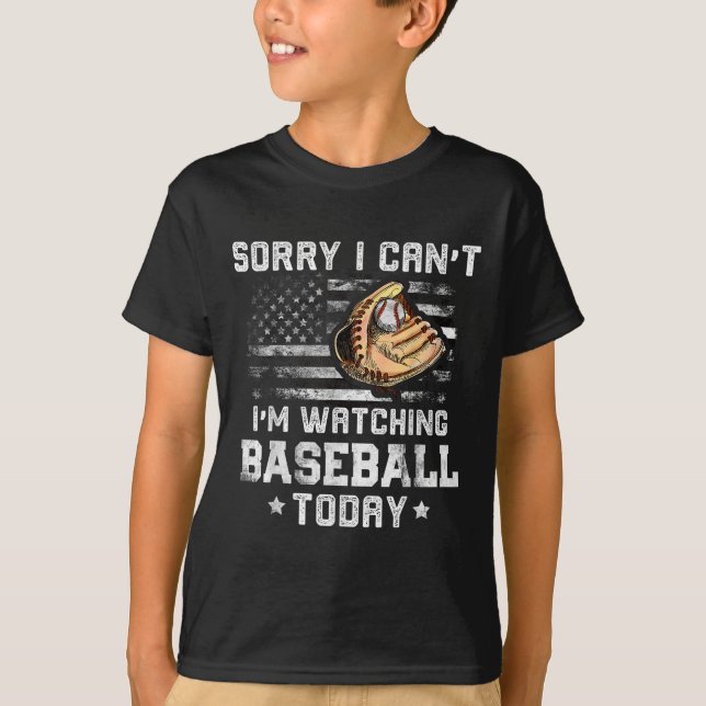 Camiseta Muchachos de béisbol divertidos Lo siento, no pued (Anverso)
