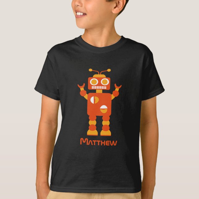Camiseta Muchachos personalizados robot anaranjado moderno (Anverso)